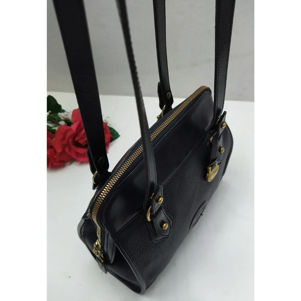 Dooney & Bourke Black Leather Double Handles Shoulder Bag - VTG Made in USA